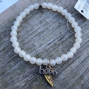 ⚜️Wing “Hope” White Marble Bead Charm Bracelet!